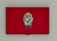 Holly Urn on Red Magnetic Needle Case