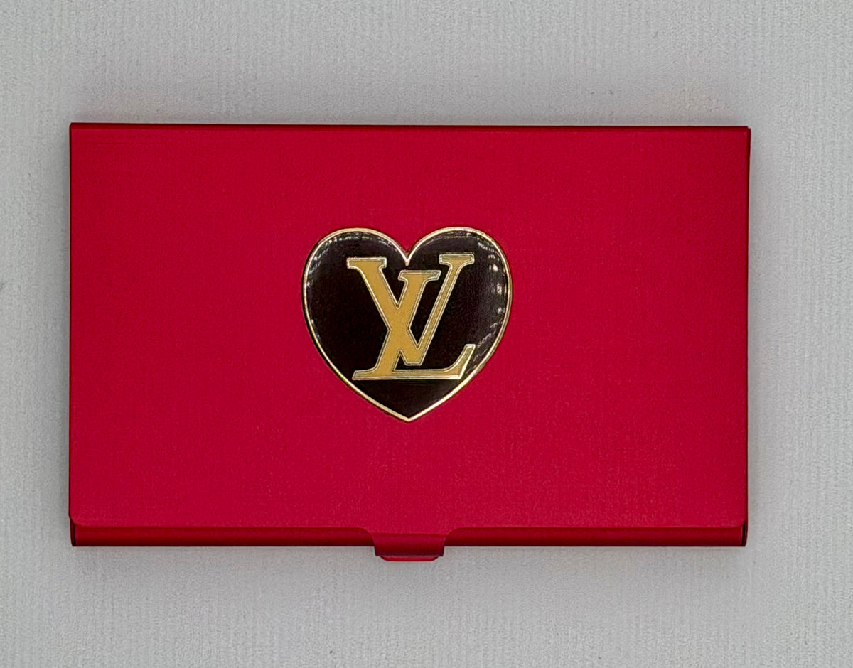 "YL" Designer Heart on Red Magnetic Needle Case