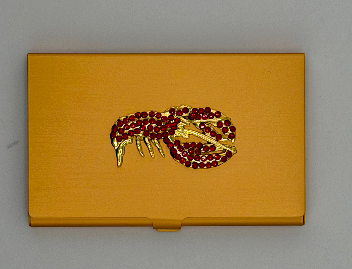 Sparkly Lobster on Gold Magnetic Needle Case
