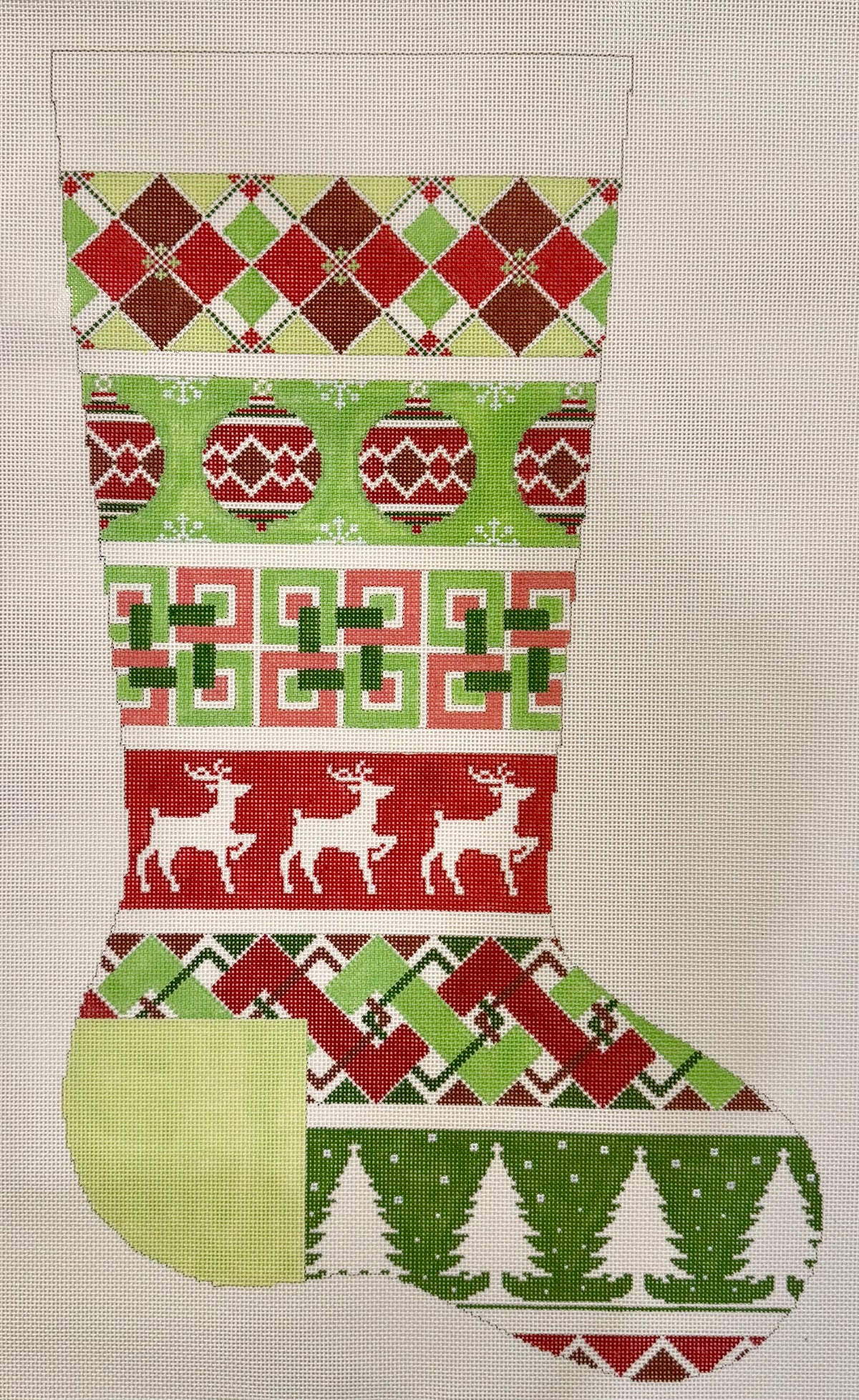 Green & Red Argyle Stocking
