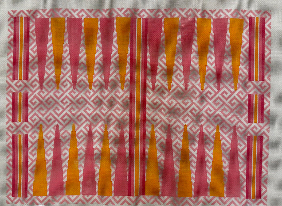 Pink & Orange on Pink Greek Key Backgammon Board