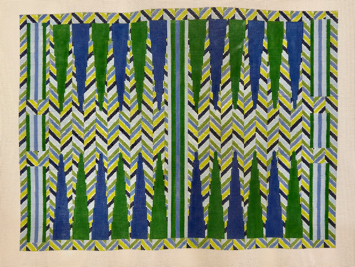 Blue & Green on Modern Multi Chevron Backgammon Board