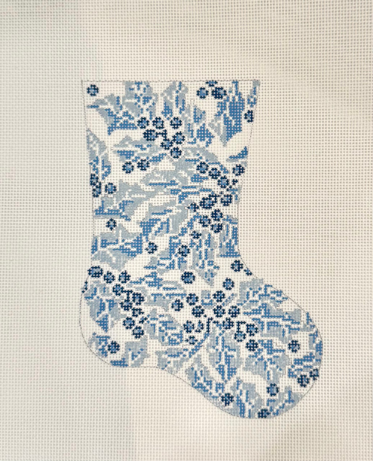 Blue & White Holly Mini Sock