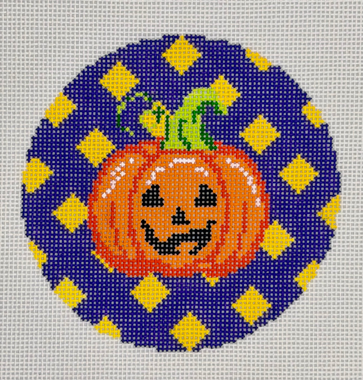 Pumpkin on Yellow & Purple Checks