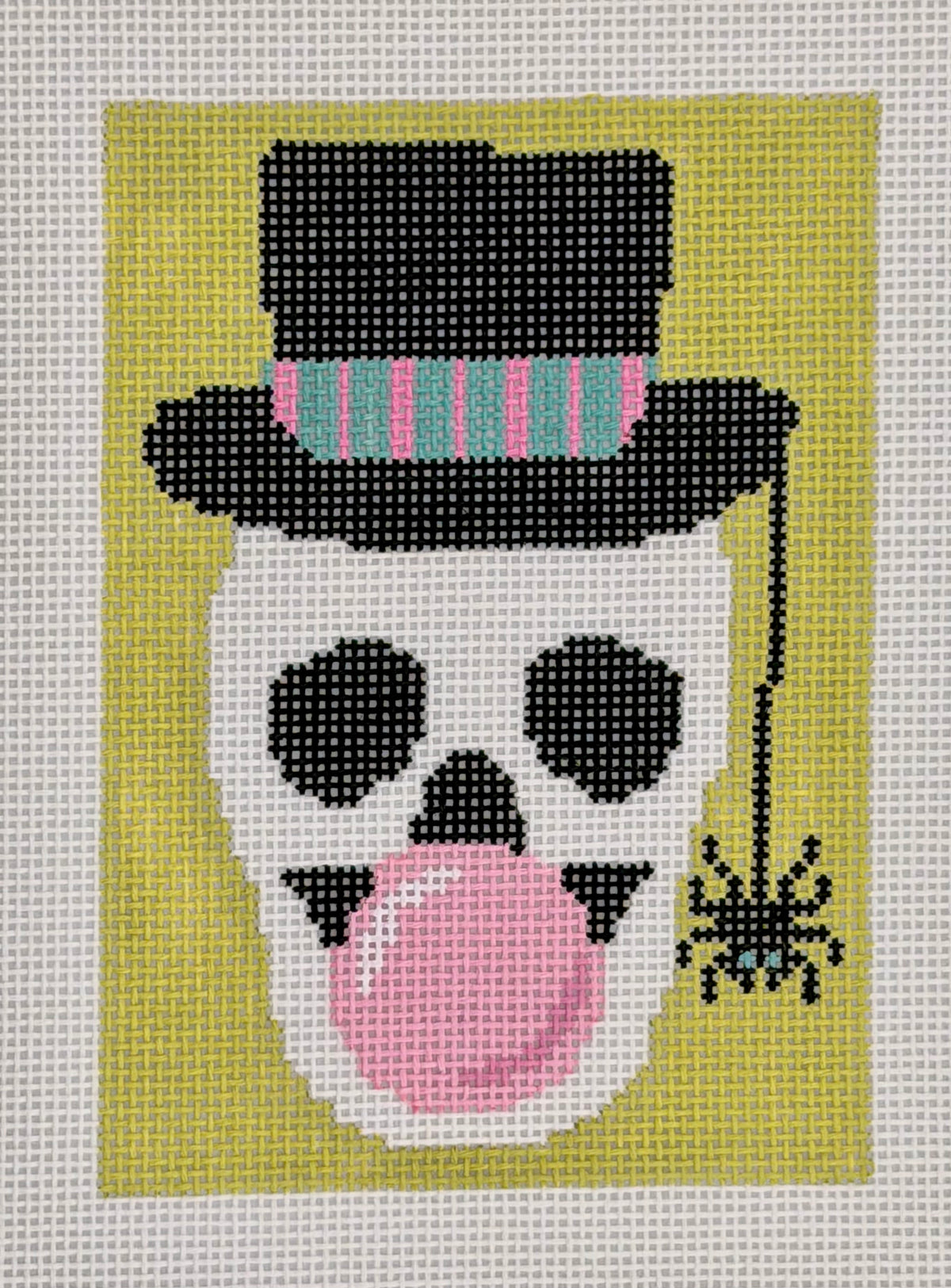 Skull Blowing Bubble Gum on Green
