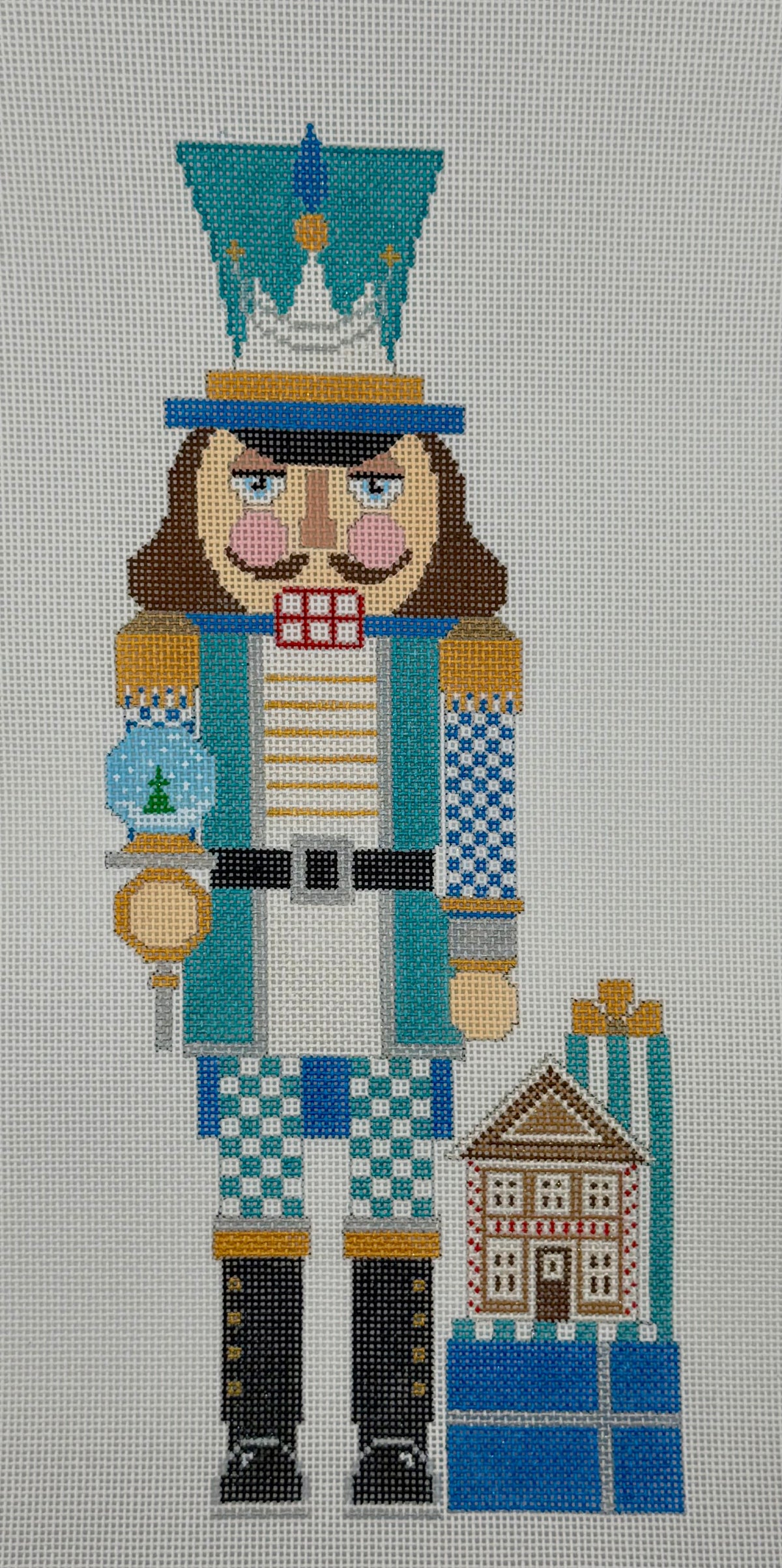 Teal Gingerbread Snowglobe Nutcracker