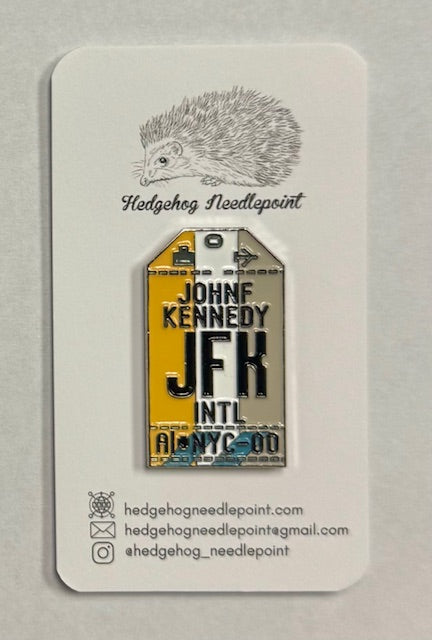 JFK Vintage Luggage Tag Needle Minder
