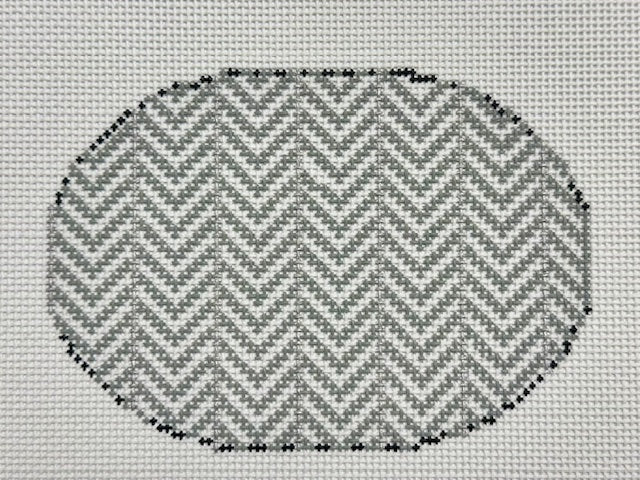 Silver Stripe Chevron Oval