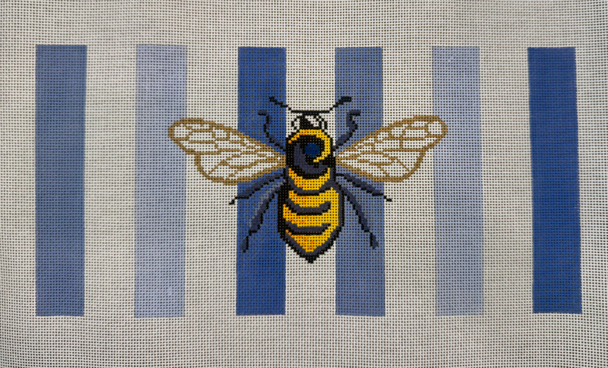 Bee on Blue Stripes