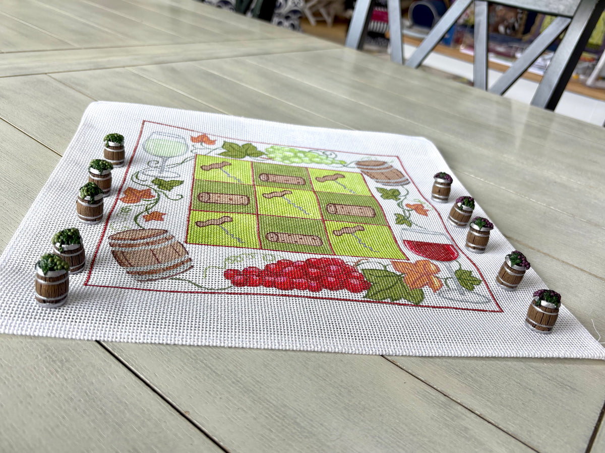 Red & White Wine Tic Tac Toe Board + Wine Keg Pieces