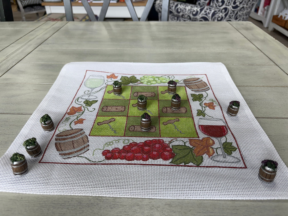 Red & White Wine Tic Tac Toe Board + Wine Keg Pieces