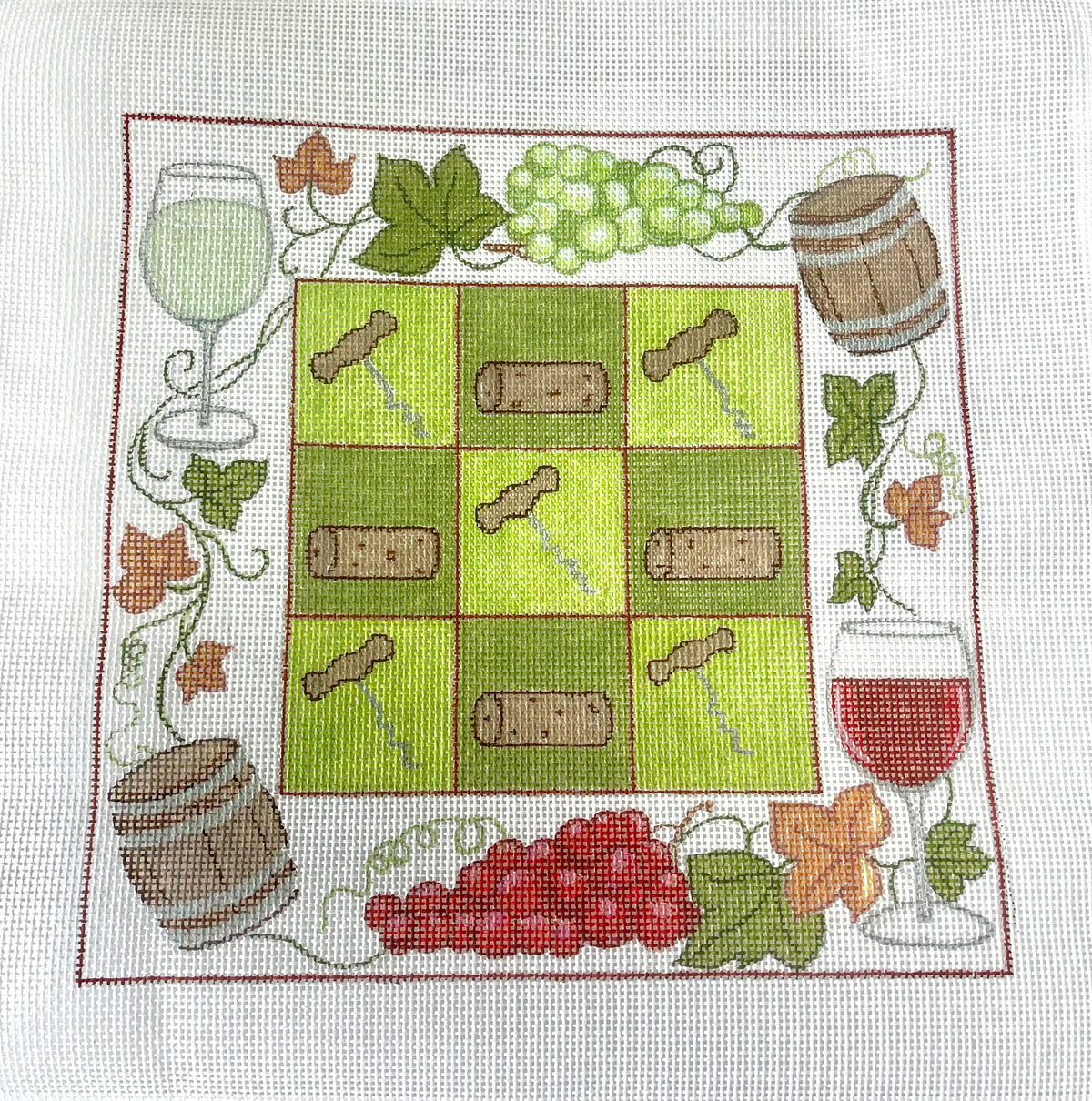 Red & White Wine Tic Tac Toe Board + Wine Keg Pieces