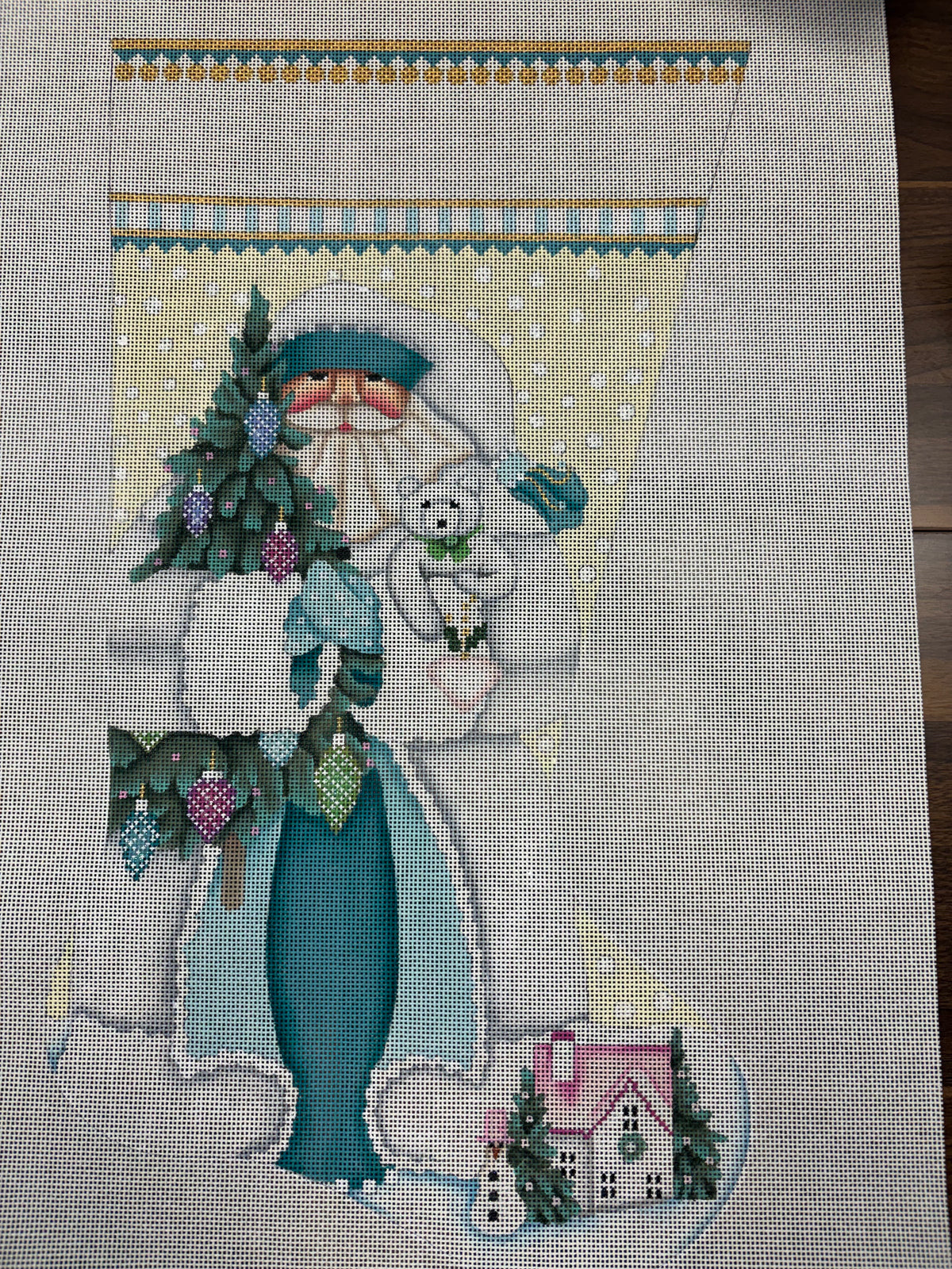 Winter White Santa w/ White Teddy Bear