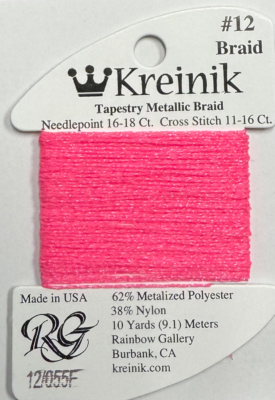 Kreinik #12 Braid | 12-055F Watermelon Glow in the Dark
