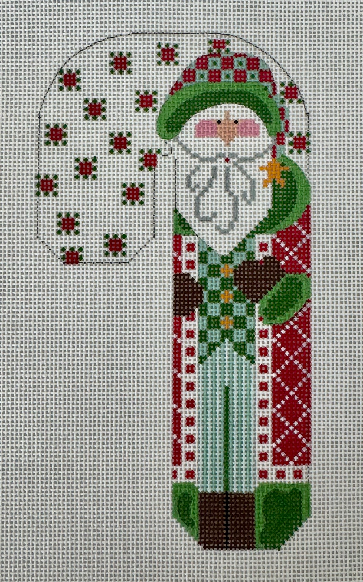 Father Christmas Candy Cane - Red & Green