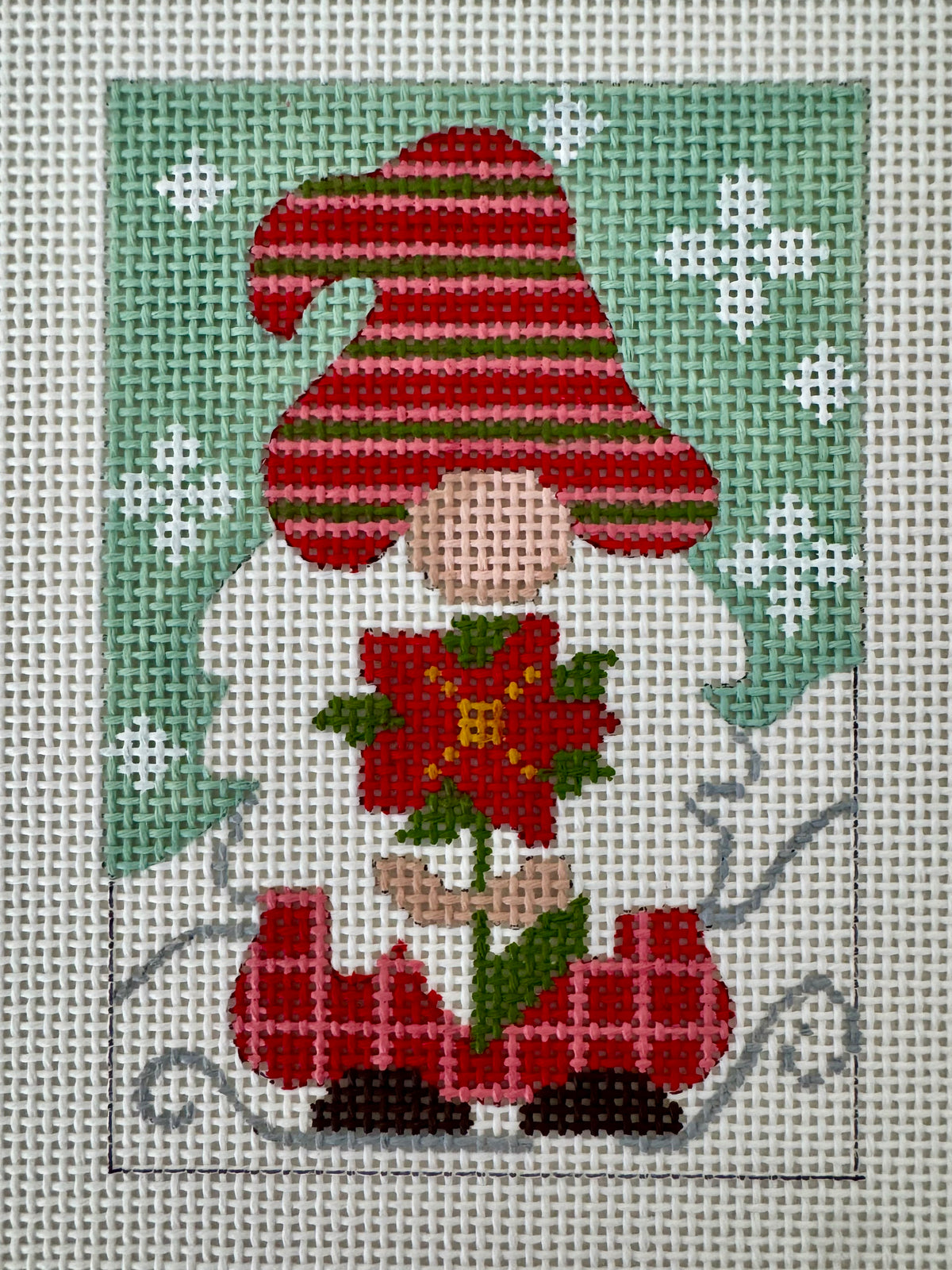 Gnome Holding Poinsettia
