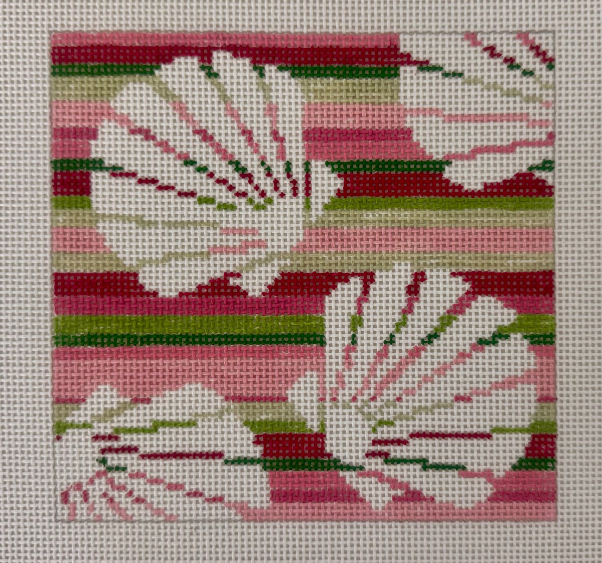 Scallops on Pink & Green Stripes