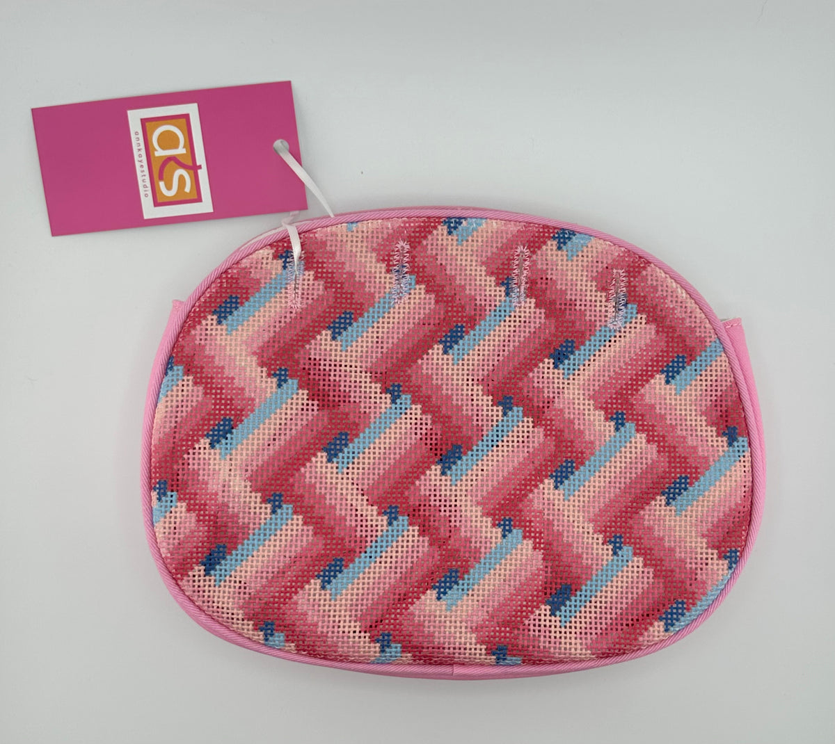 Pink Woven Ribbons Bermuda Bag with Handles