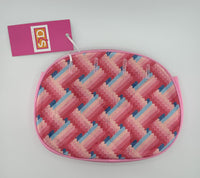 Pink Woven Ribbons Bermuda Bag with Handles