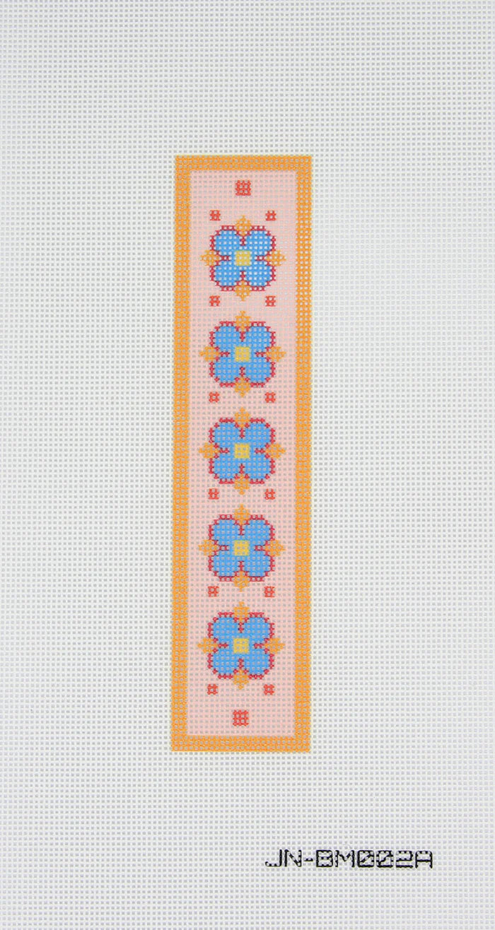 Blue Blossom on Pink Bookmark