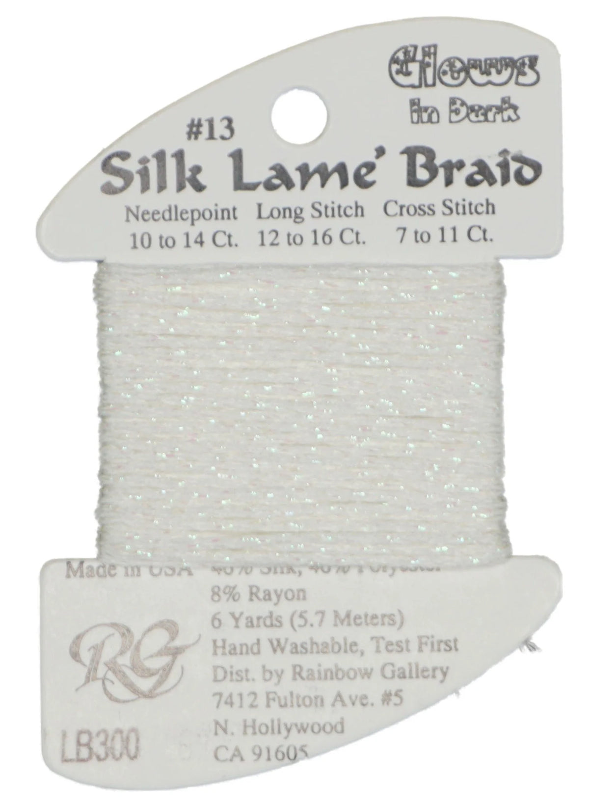 Silk Lame Braid 13 | LB-300 White Glow in the Dark