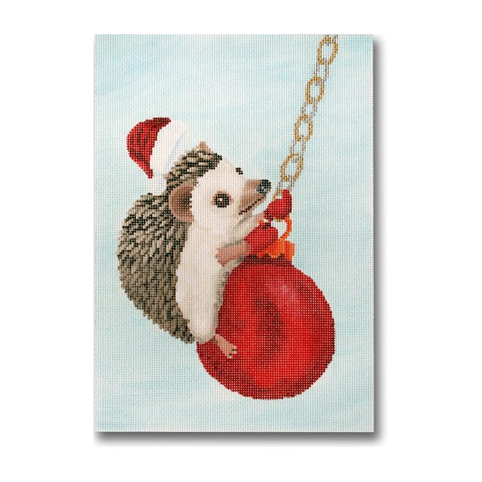 Hedgehog Swinging on Ornament
