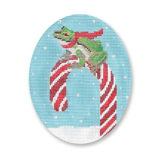 Frog on Candy Cane