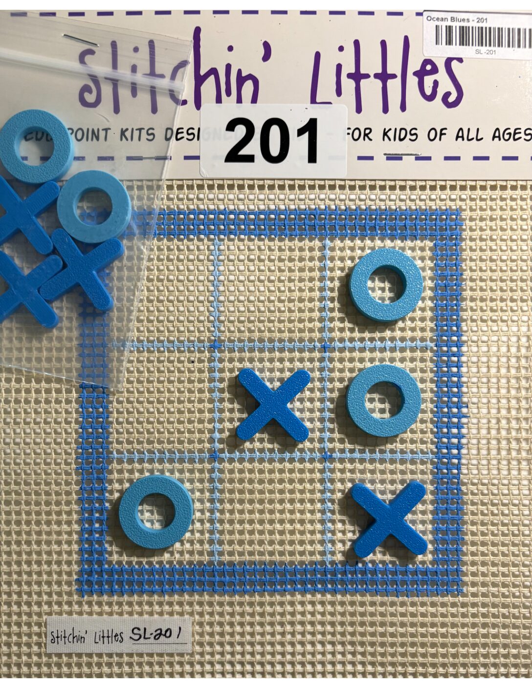 Stitchin' Littles - Ocean Blues Tic Tac Toe Board
