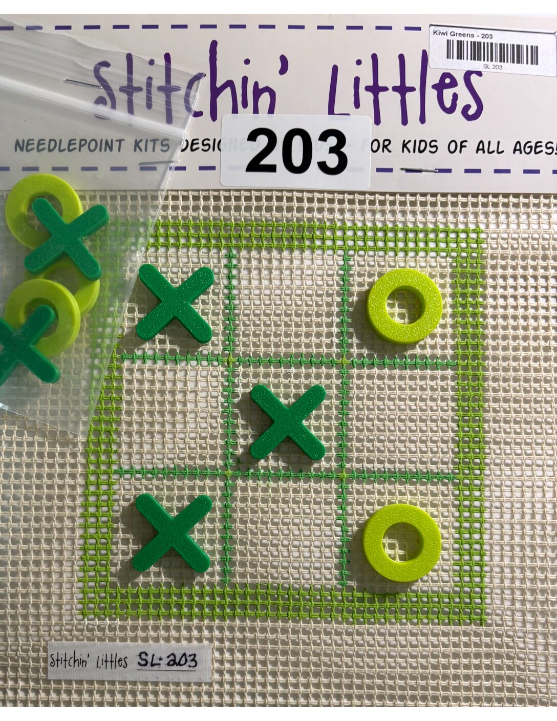 Stitchin'Littles - Kiwi Green Tic Tac Toe Board