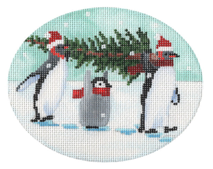 Penguins Bringing Home the Tree