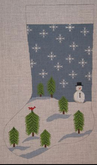 Snowman With Trees Stocking