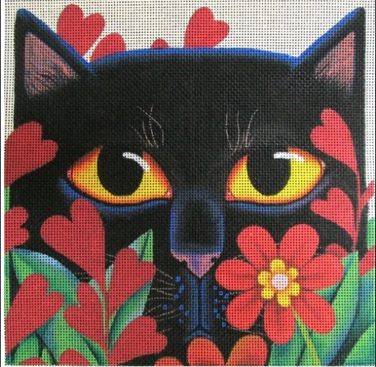 Black Cat w/ Flowers