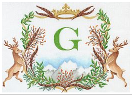 Stags Pheasant Feathers Monogram Crest