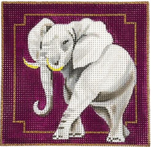 Elephant on Purple 4" Sq.