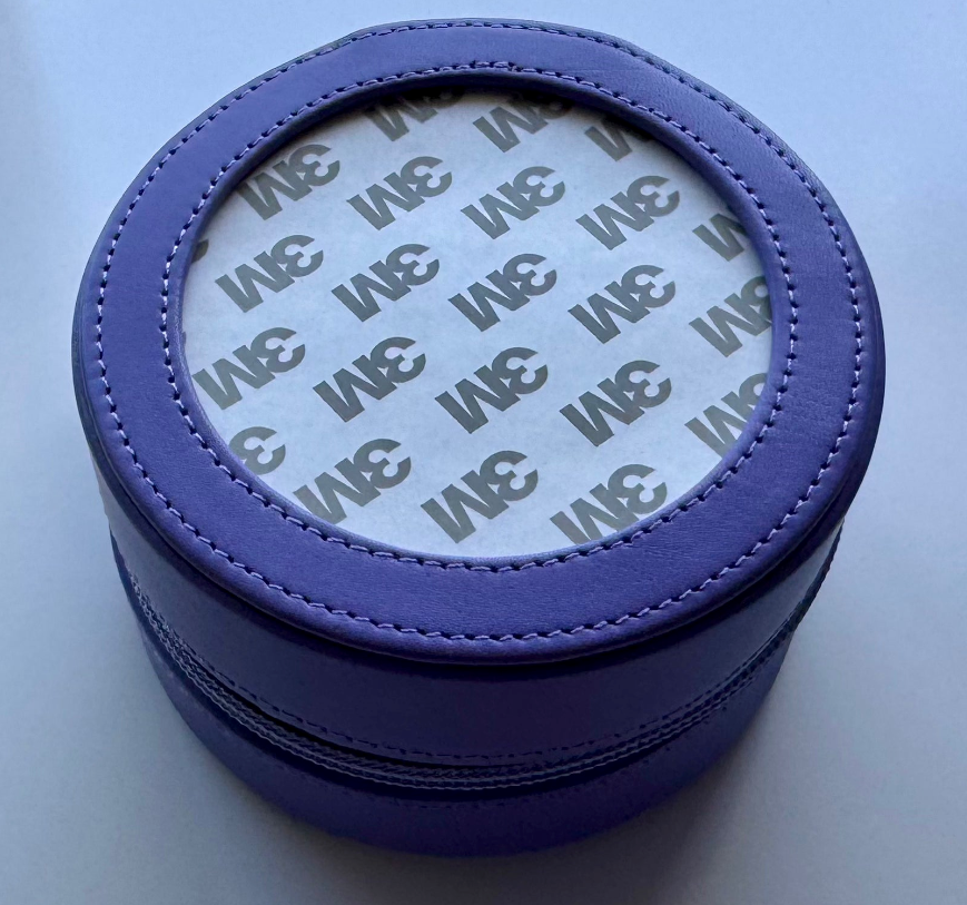 Purple Round Leather Case w/ Lining 4"