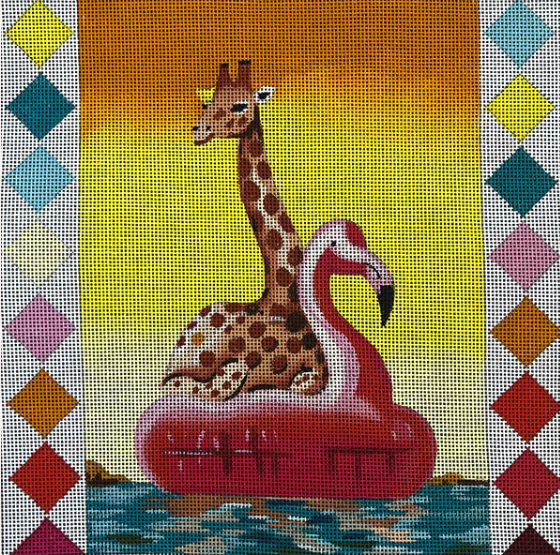 Giraffe in Flamingo Float  (TS)