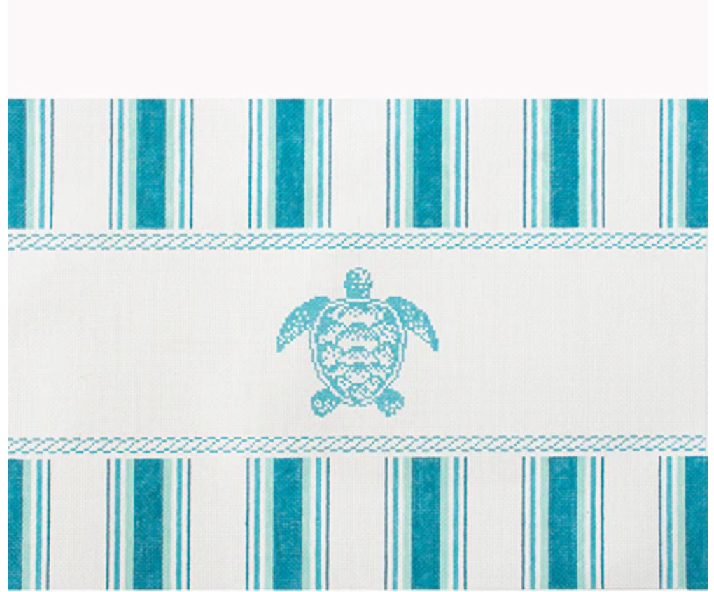Aqua Nautical Pillow with Turtle
