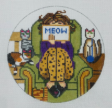 Stitching Girl w/ Cat 5" Round