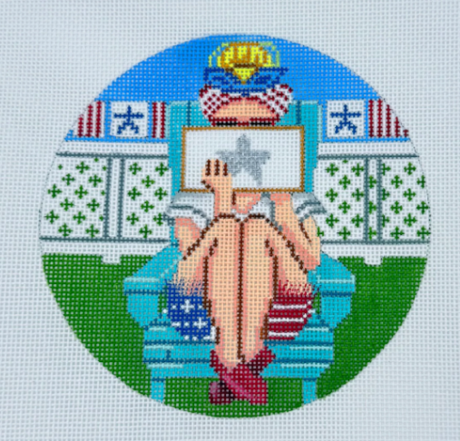 4th of July Stitching Girl