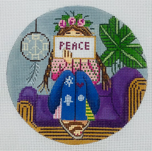 Hippie Stitching Girl 5" Round