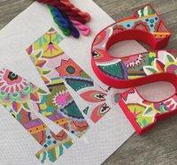 Vibrant Floral/Paisley Letter 12"