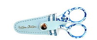Blue Toile Swan Scissors with Gingham Leather Case