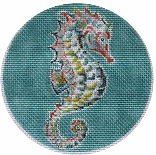 Seahorse on Aqua Round