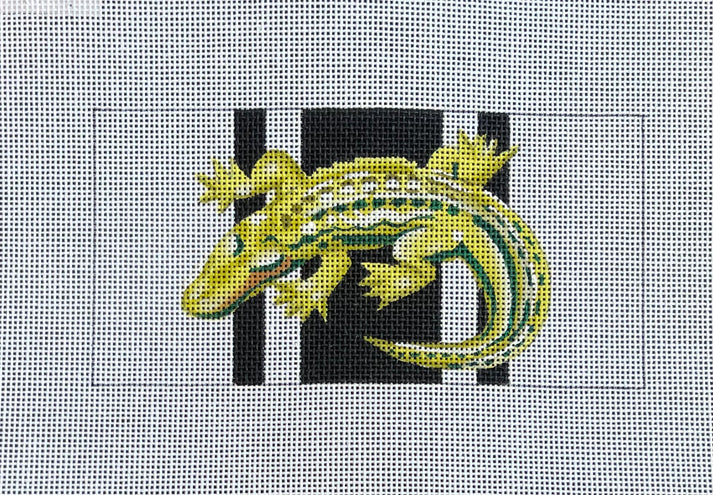 Alligator on Stripes Insert – Seaside Needlepoint