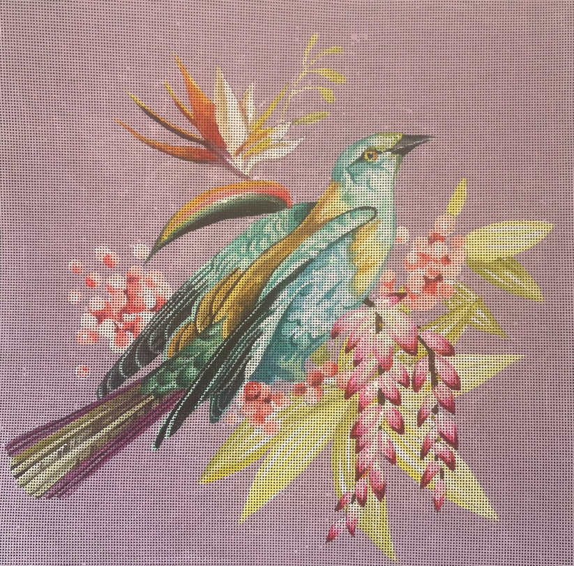 Turquoise Bird on Lavendar