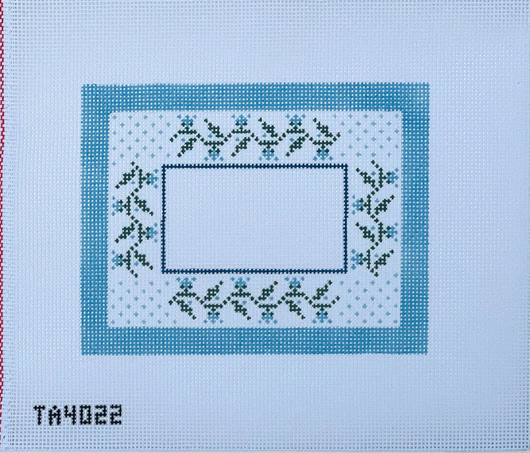 Blue Floral Swiss Dot Monogram Pillow