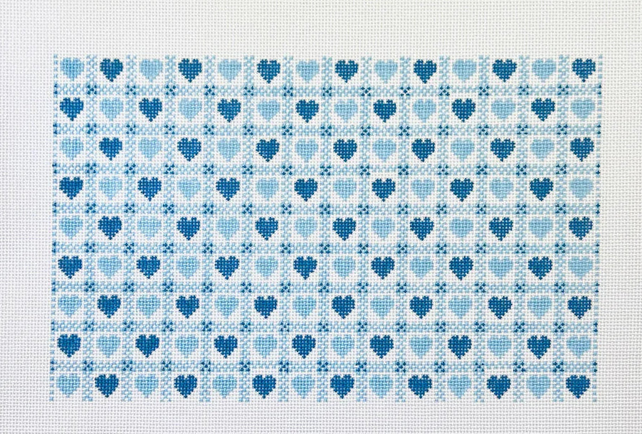 Blue Heart Check Pillow Canvas