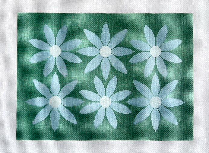 Courteney Six Flowers Canvas - Green and Blue