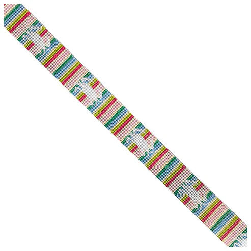 Crab Silhouette on Summer Stripes Pastel with Yellow Belt/Bag Strap