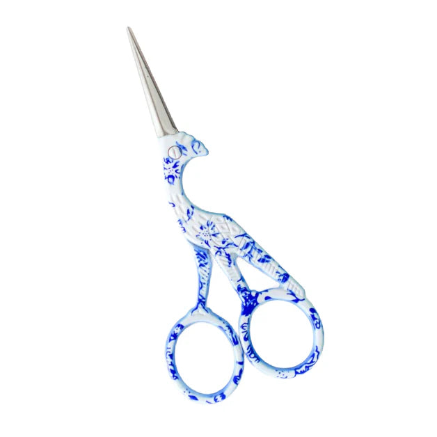 Chinoiserie  Blue Floral Crane Scissors